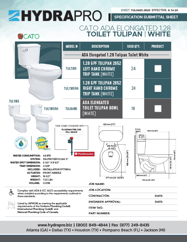 Sunbelt Marketing Specification Sheets