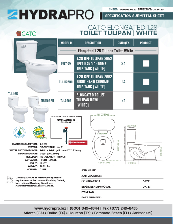 Sunbelt Marketing Specification Sheets