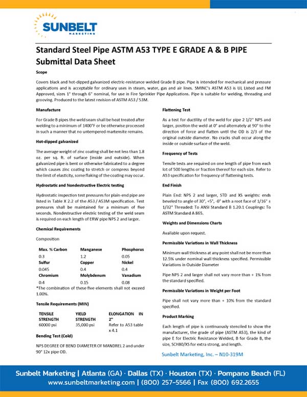 STEEL PIPE DATA SHEET