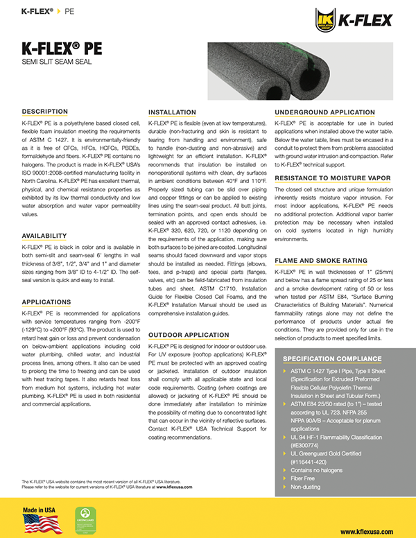 K-FLEX® PE SEMI SLIT SEMI SEAL